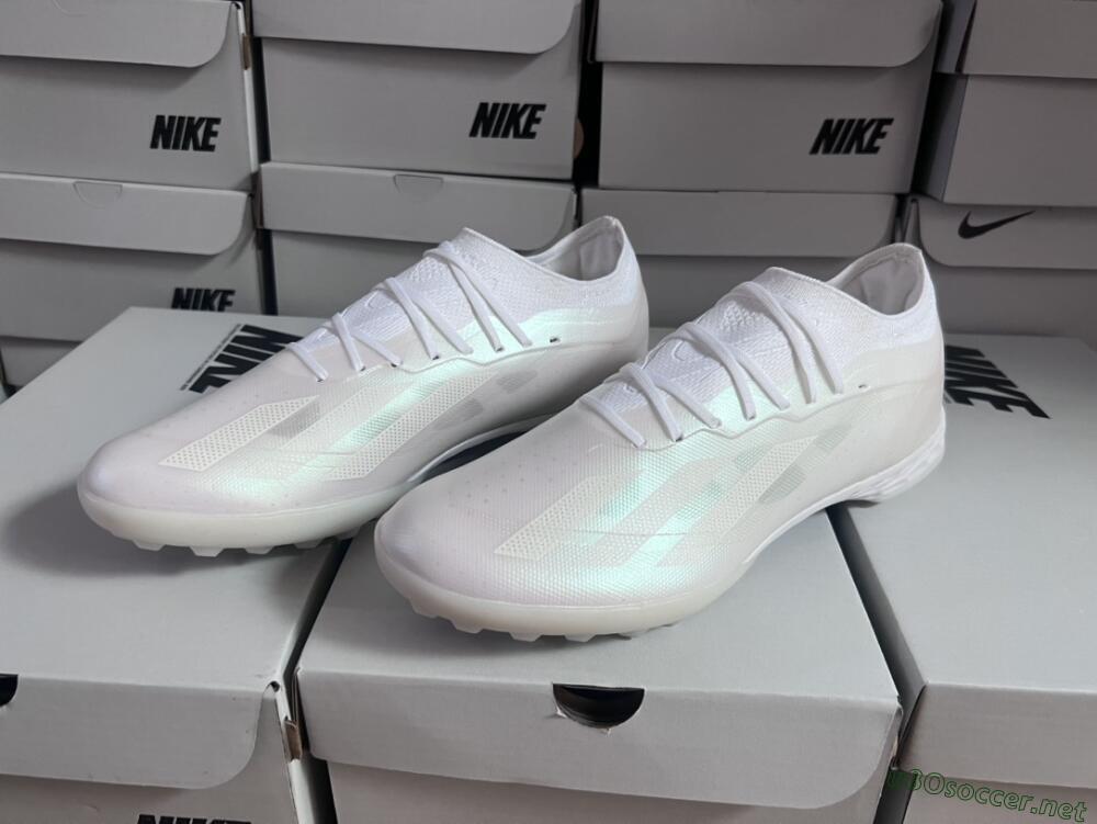 Men's Adidas X Crazyfast.1 TF Football Shoes - White/Silver