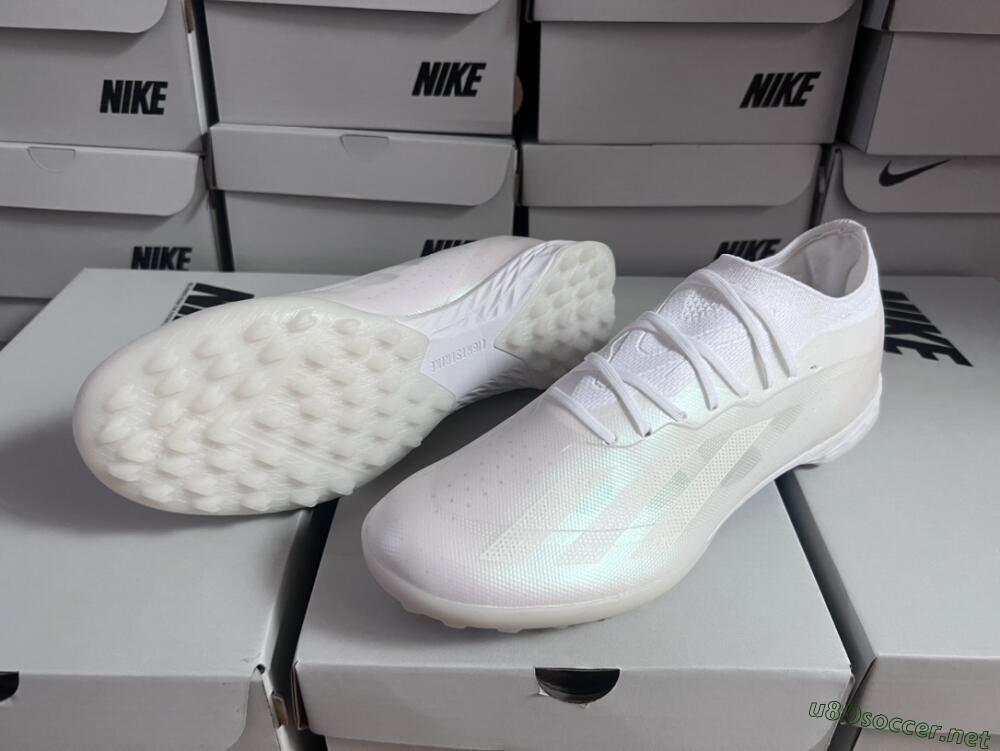 Men's Adidas X Crazyfast.1 TF Football Shoes - White/Silver