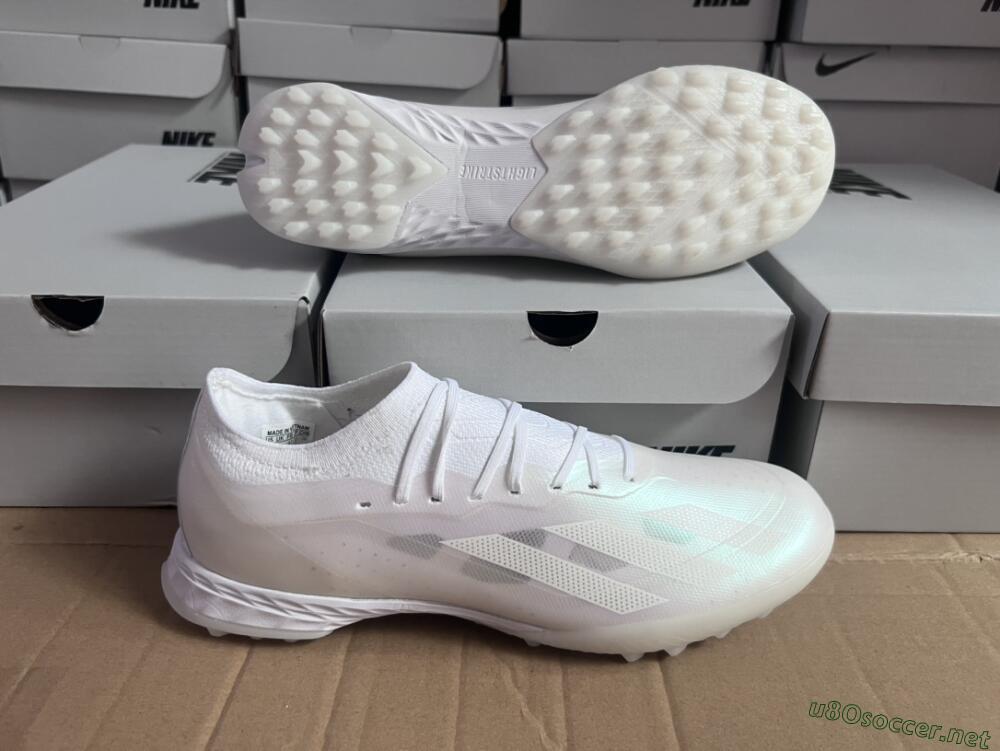Men's Adidas X Crazyfast.1 TF Football Shoes - White/Silver