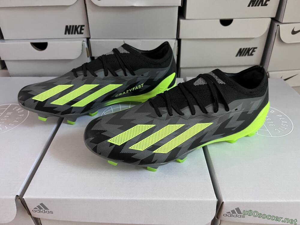 Men's Adidas x Crazyfast.1 FG Football Boots - Black/Green