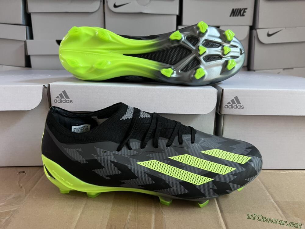 Men's Adidas x Crazyfast.1 FG Football Boots - Black/Green