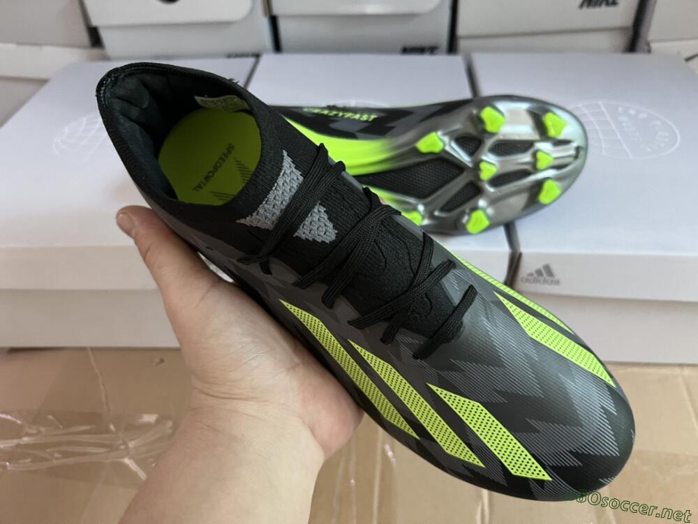 Men's Adidas x Crazyfast.1 FG Football Boots - Black/Green