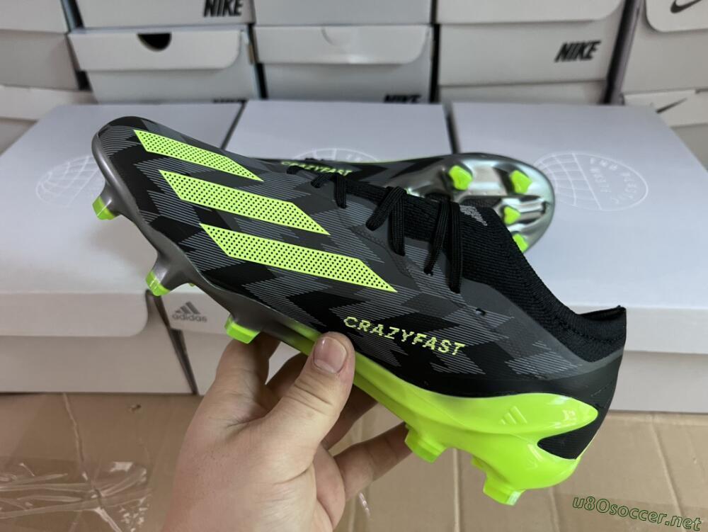 Men's Adidas x Crazyfast.1 FG Football Boots - Black/Green