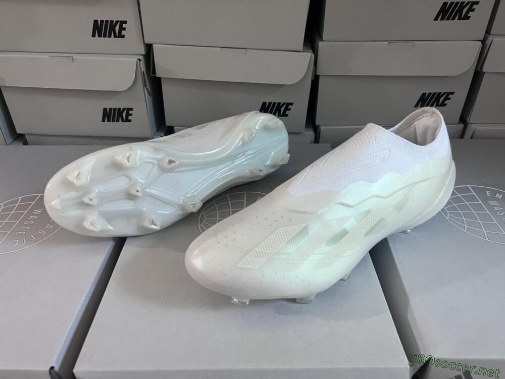Men's Adidas X Crazyfast+ LL FG Football Boots - White/White/White