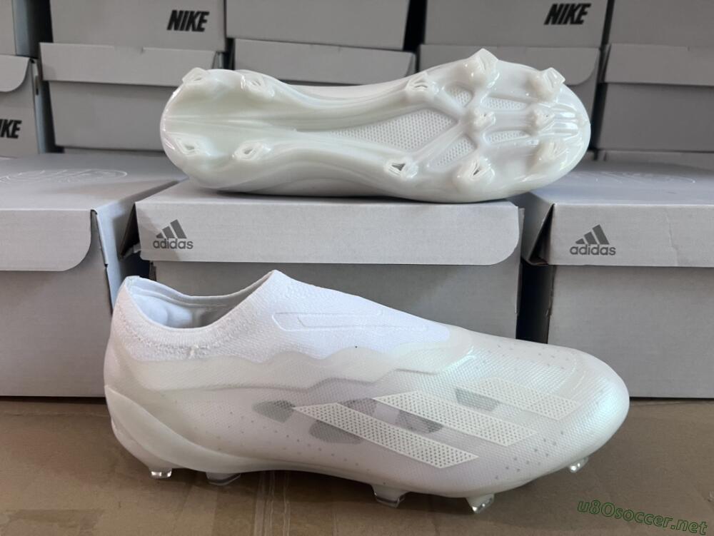 Men's Adidas X Crazyfast+ LL FG Football Boots - White/White/White