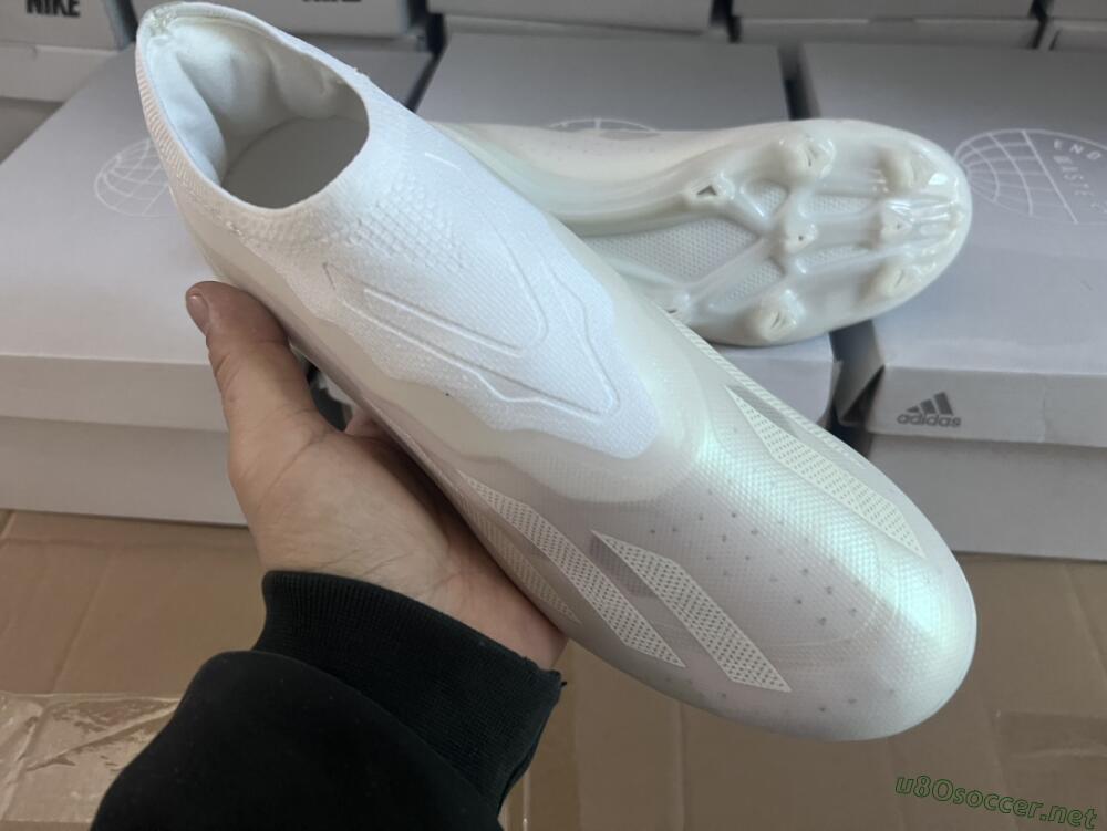 Men's Adidas X Crazyfast+ LL FG Football Boots - White/White/White