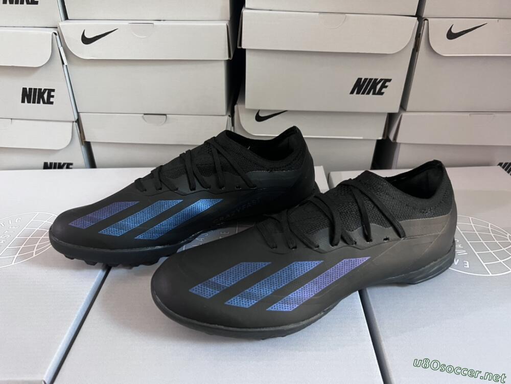 Men's Adidas X Crazyfast.1 TF Football Shoes - Black/Blue