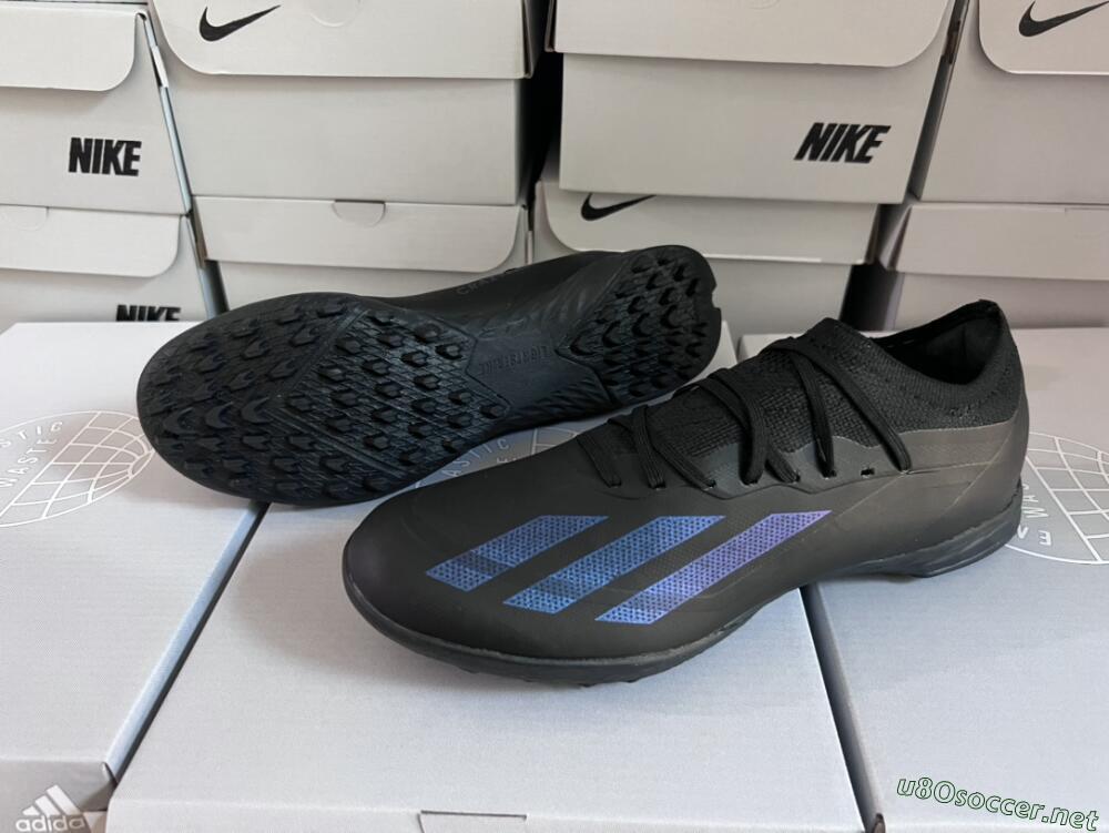 Men's Adidas X Crazyfast.1 TF Football Shoes - Black/Blue