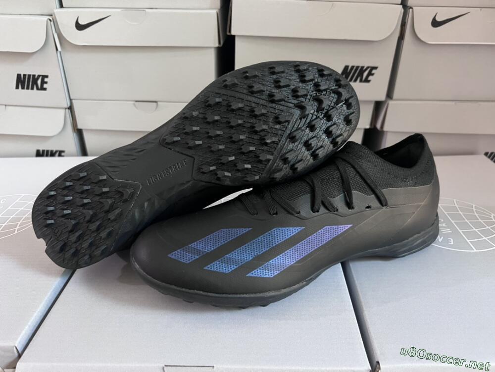 Men's Adidas X Crazyfast.1 TF Football Shoes - Black/Blue