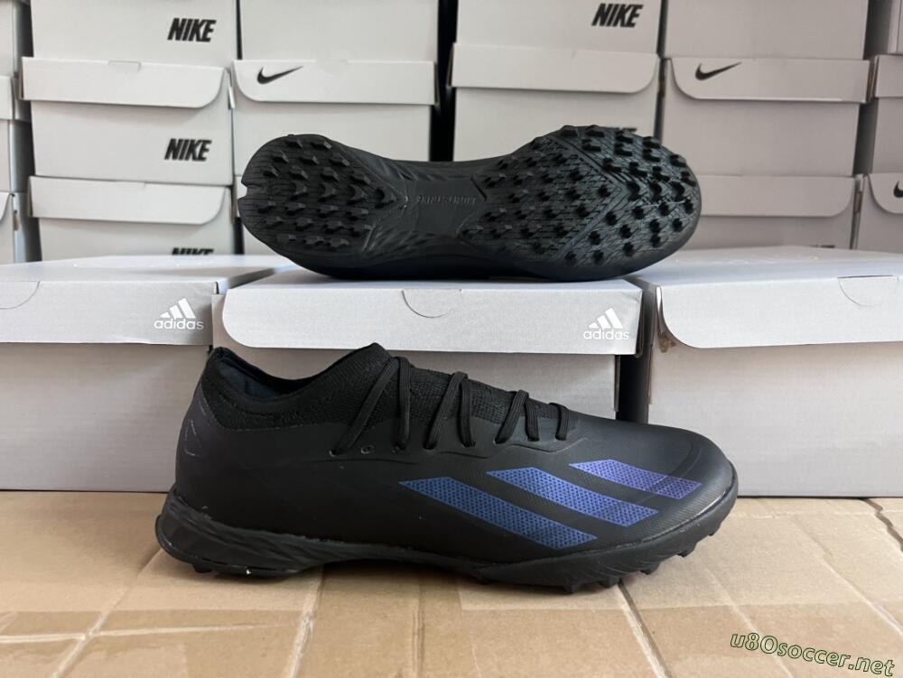 Men's Adidas X Crazyfast.1 TF Football Shoes - Black/Blue