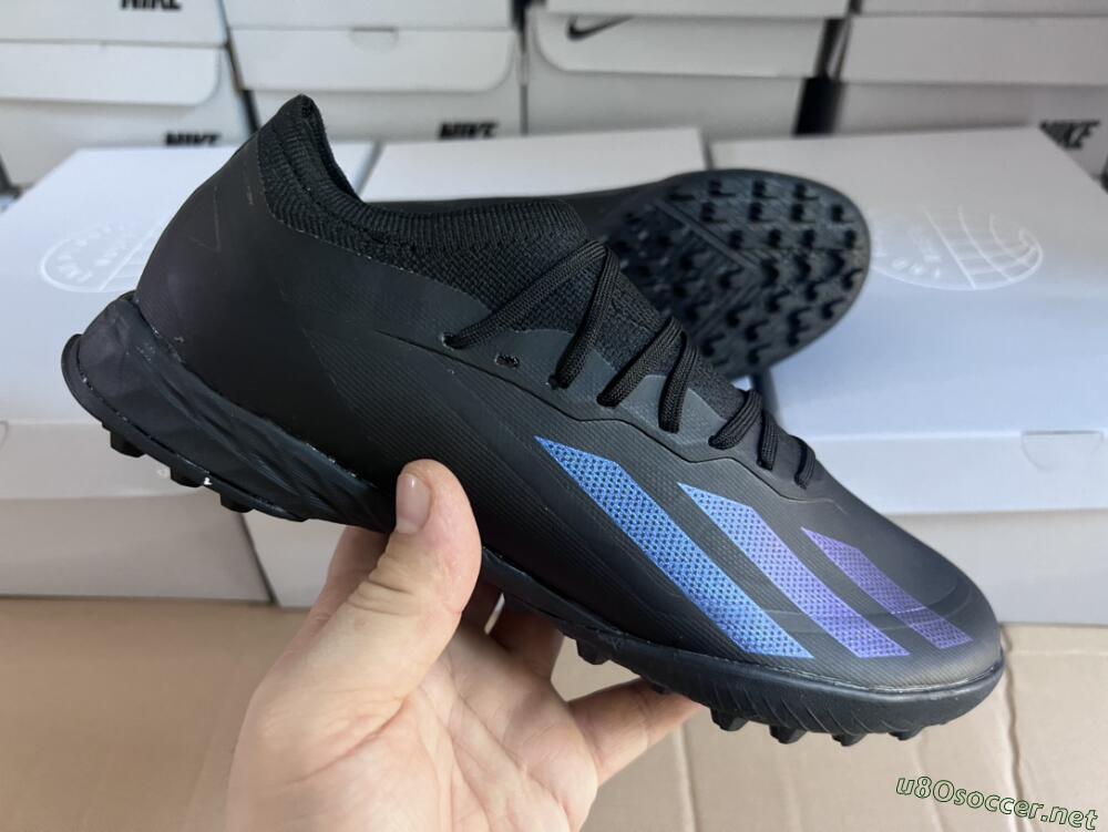 Men's Adidas X Crazyfast.1 TF Football Shoes - Black/Blue