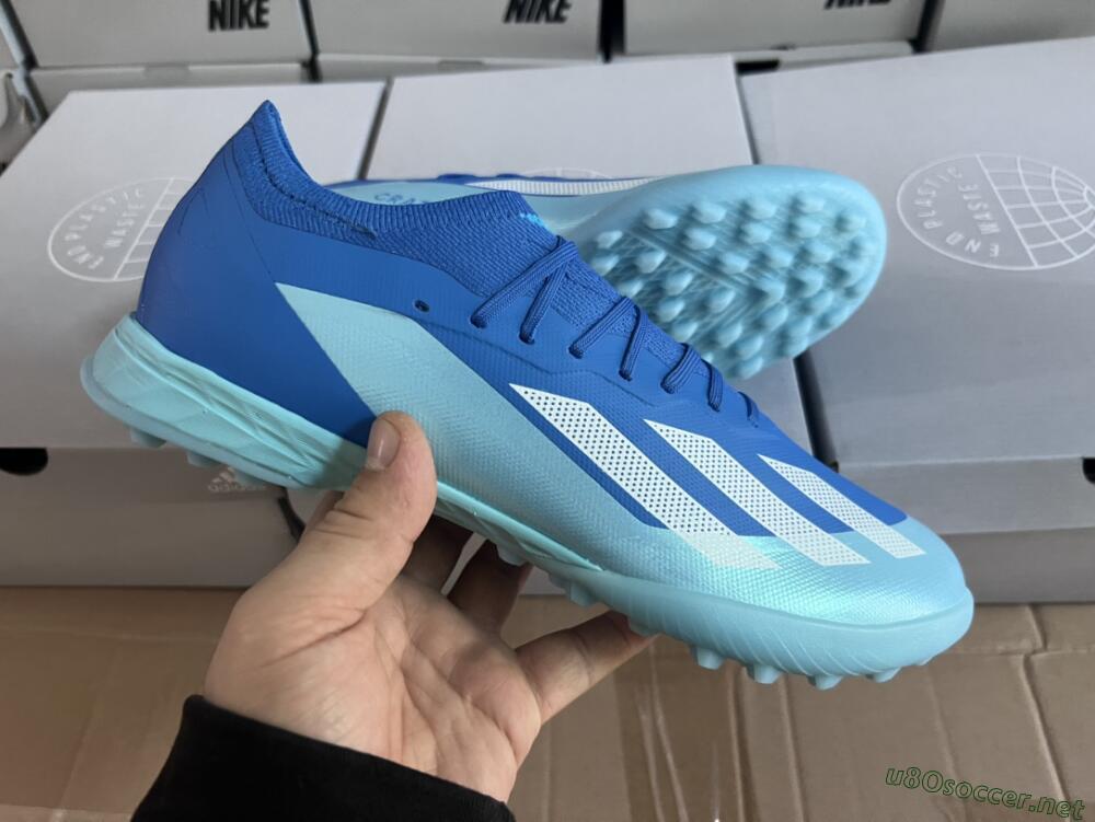 Men's Adidas X Crazyfast.3 TF Football Shoes - Blue/Jade/White