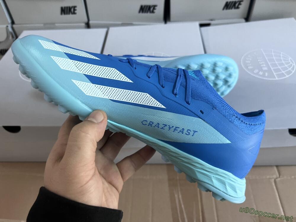 Men's Adidas X Crazyfast.3 TF Football Shoes - Blue/Jade/White