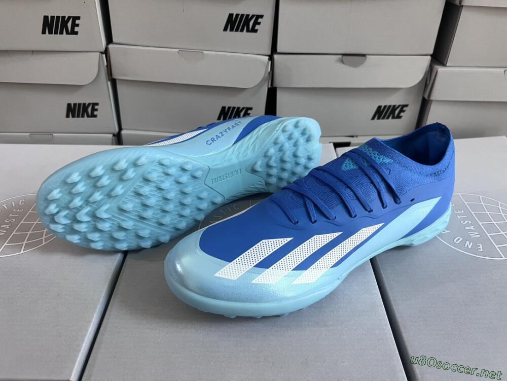 Men's Adidas X Crazyfast.3 TF Football Shoes - Blue/Jade/White