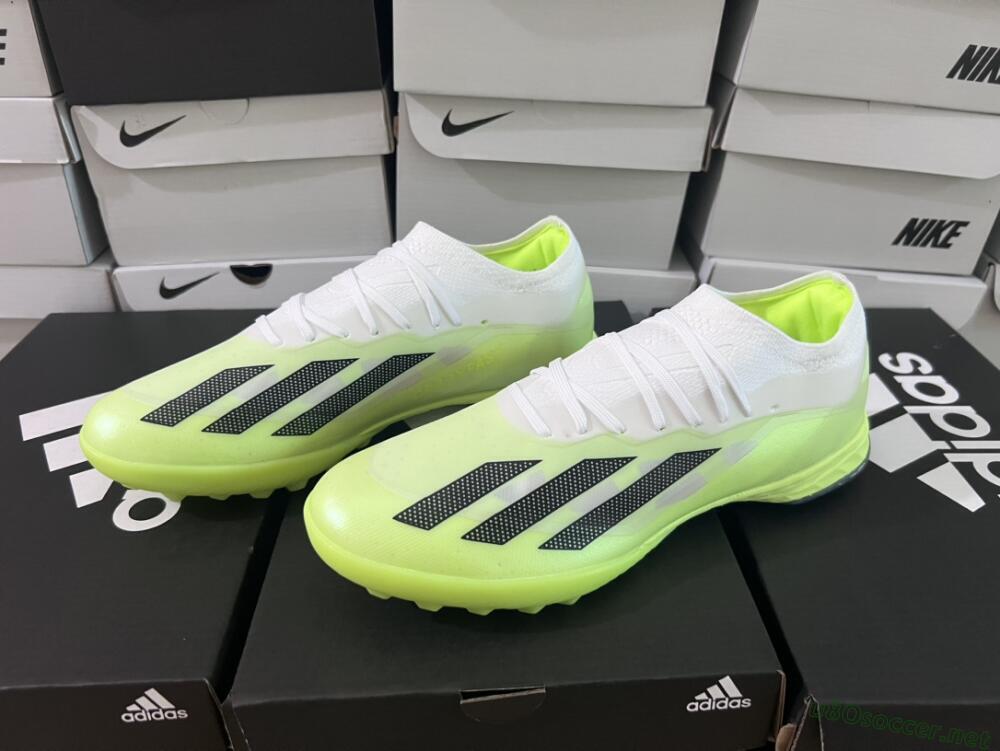 Men's Adidas X Crazyfast.1 TF Football Shoes - Green/White/Black