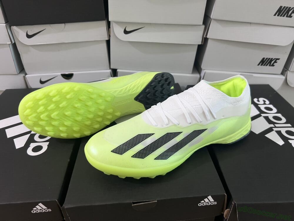 Men's Adidas X Crazyfast.1 TF Football Shoes - Green/White/Black