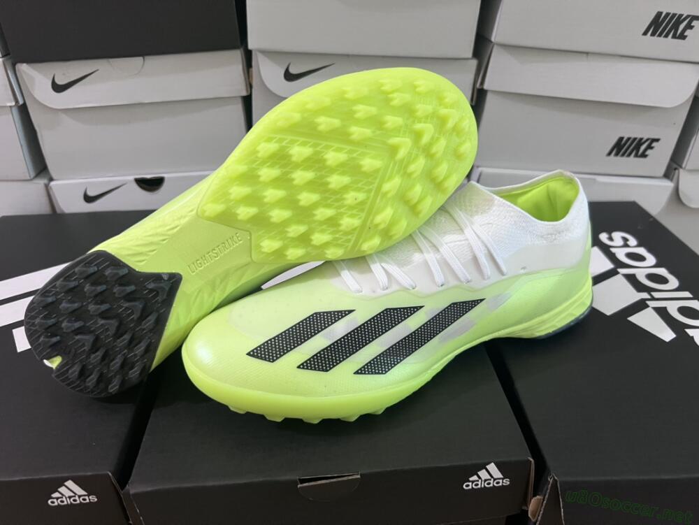 Men's Adidas X Crazyfast.1 TF Football Shoes - Green/White/Black
