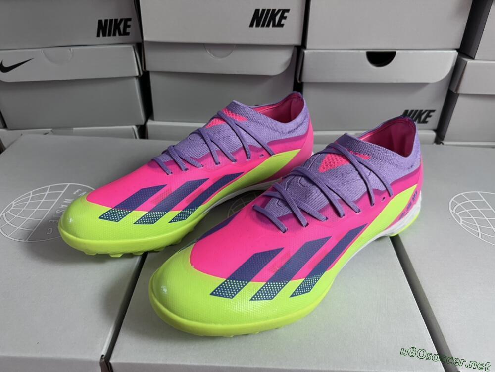 Men's Adidas X Crazyfast.1 TF Football Shoes - Pink/Purple/Blue/Green