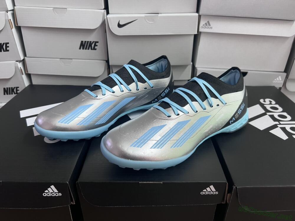 Men's Adidas X Crazyfast.1 TF Football Shoes - Blue/Silver/Black
