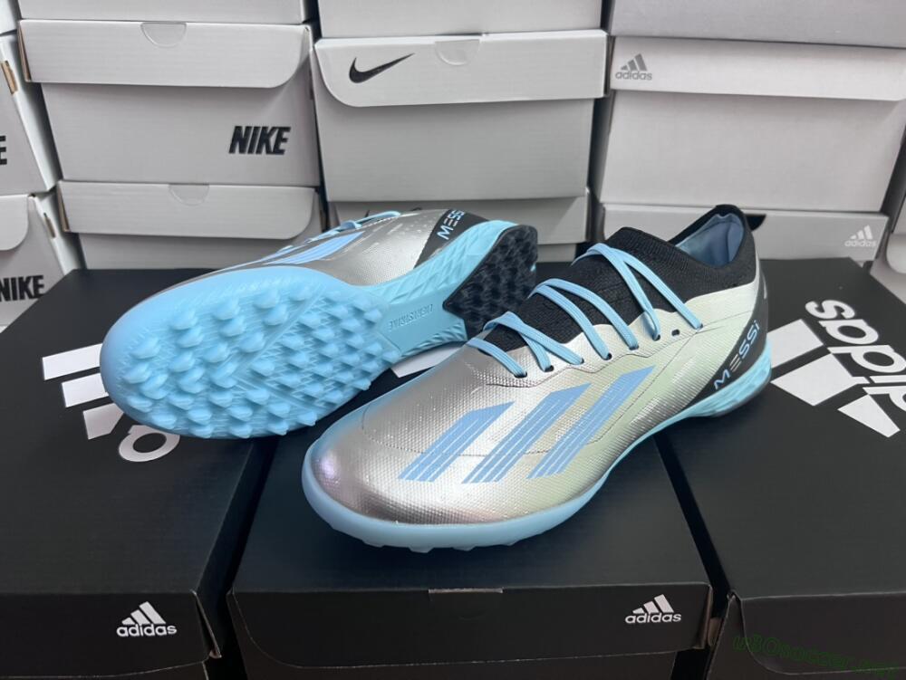 Men's Adidas X Crazyfast.1 TF Football Shoes - Blue/Silver/Black