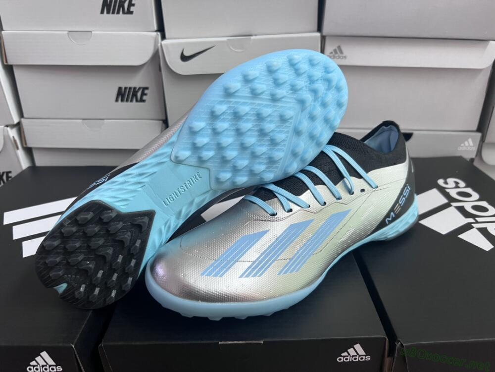 Men's Adidas X Crazyfast.1 TF Football Shoes - Blue/Silver/Black