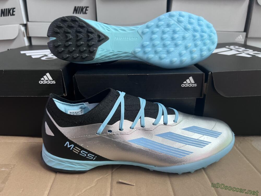 Men's Adidas X Crazyfast.1 TF Football Shoes - Blue/Silver/Black