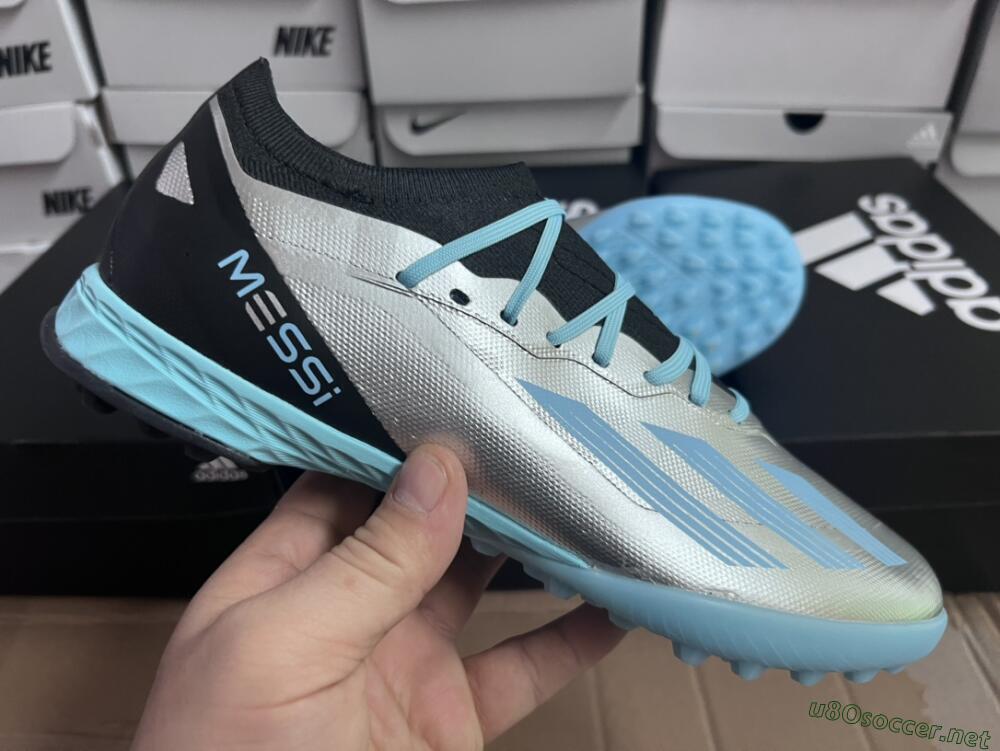 Men's Adidas X Crazyfast.1 TF Football Shoes - Blue/Silver/Black