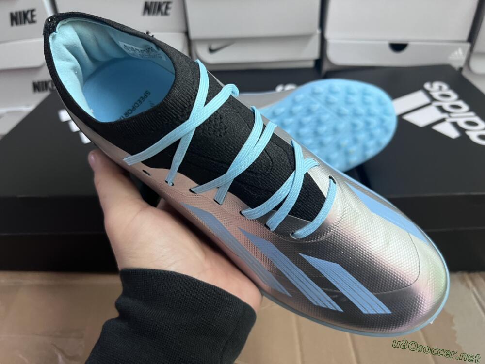 Men's Adidas X Crazyfast.1 TF Football Shoes - Blue/Silver/Black