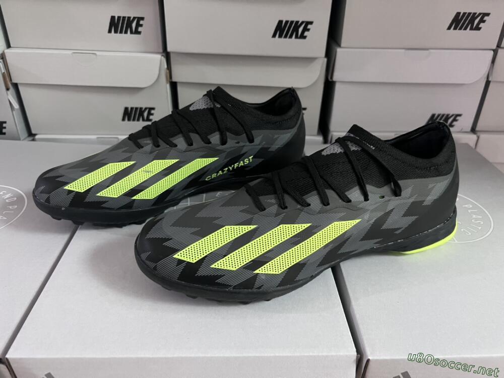 Men's Adidas X Crazyfast.1 TF Football Shoes - Black/Yellow
