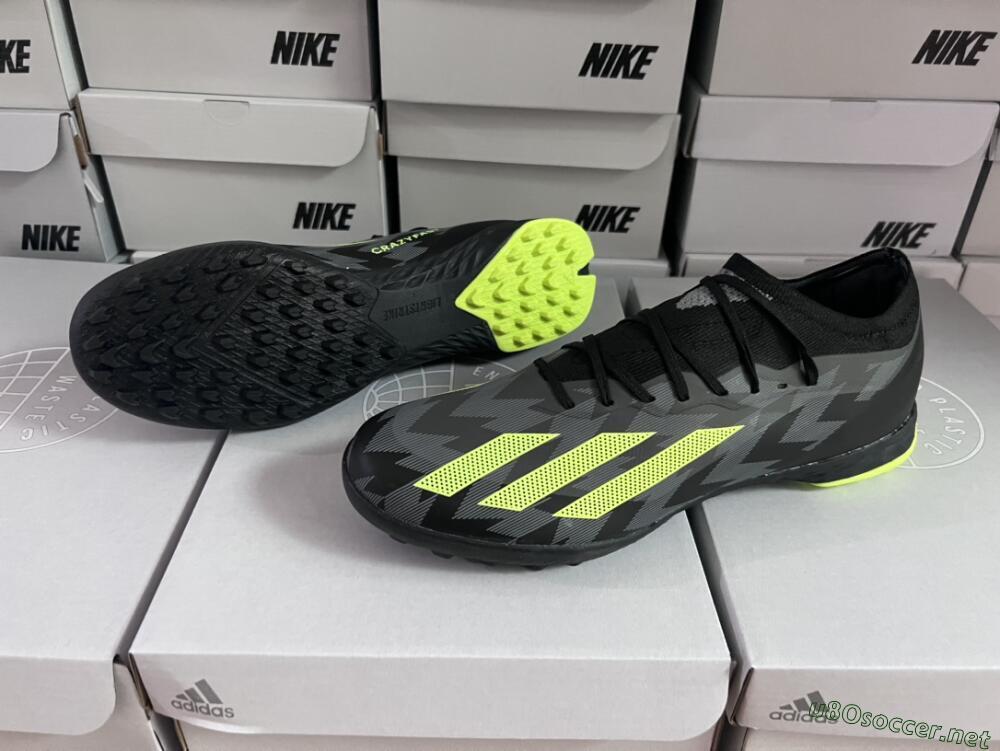 Men's Adidas X Crazyfast.1 TF Football Shoes - Black/Yellow