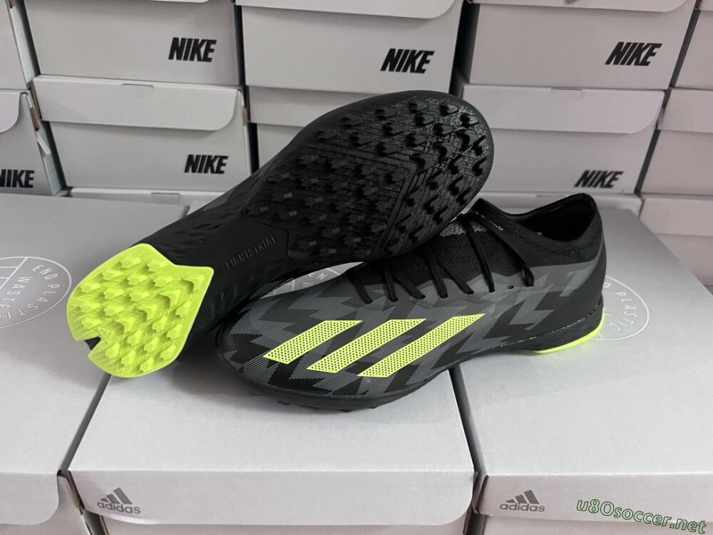 Men's Adidas X Crazyfast.1 TF Football Shoes - Black/Yellow