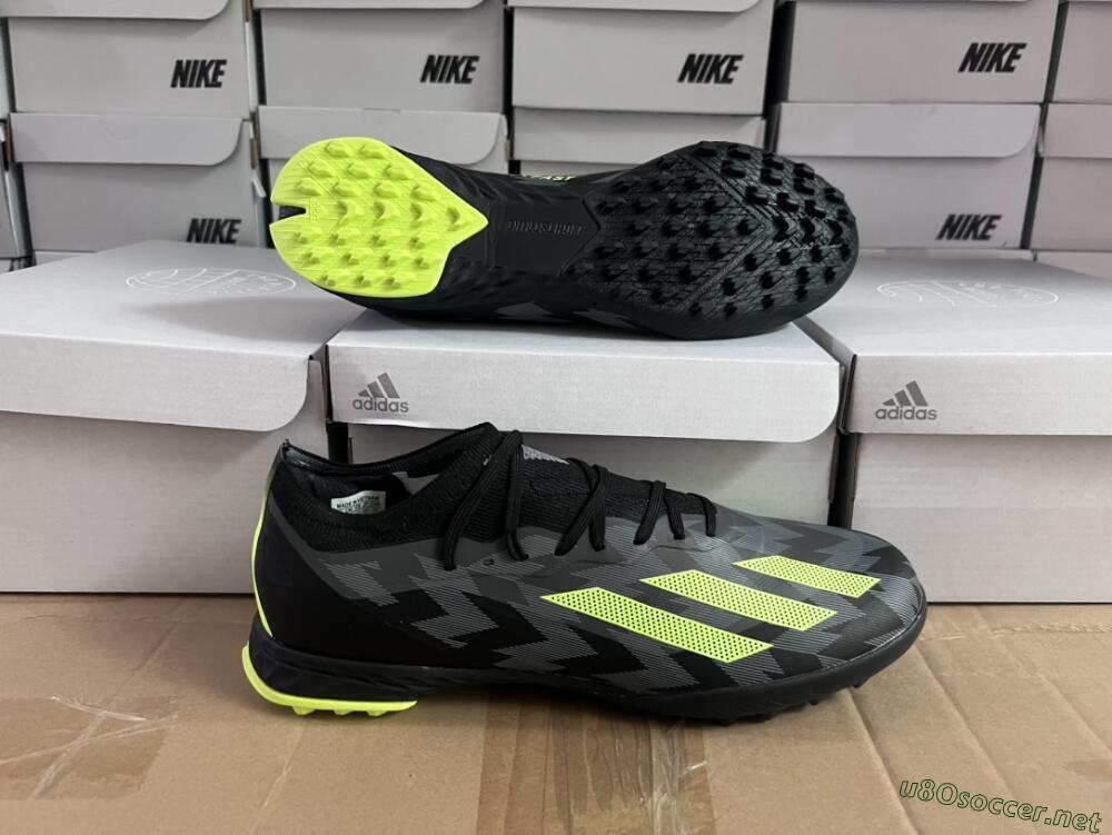 Men's Adidas X Crazyfast.1 TF Football Shoes - Black/Yellow
