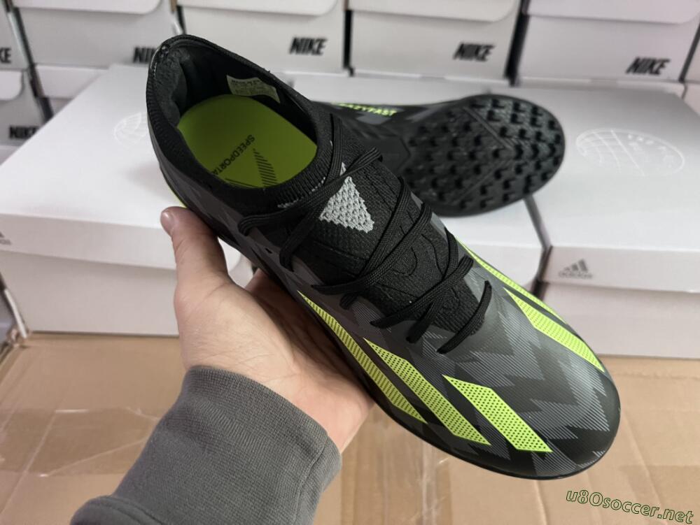 Men's Adidas X Crazyfast.1 TF Football Shoes - Black/Yellow