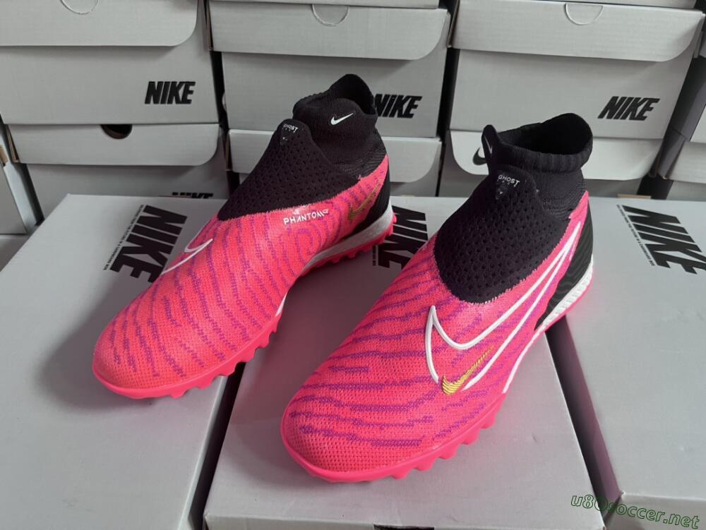Men's Nike Phantom GX Elite DF Link TF Football Shoes - Pink/Gold/White/Black