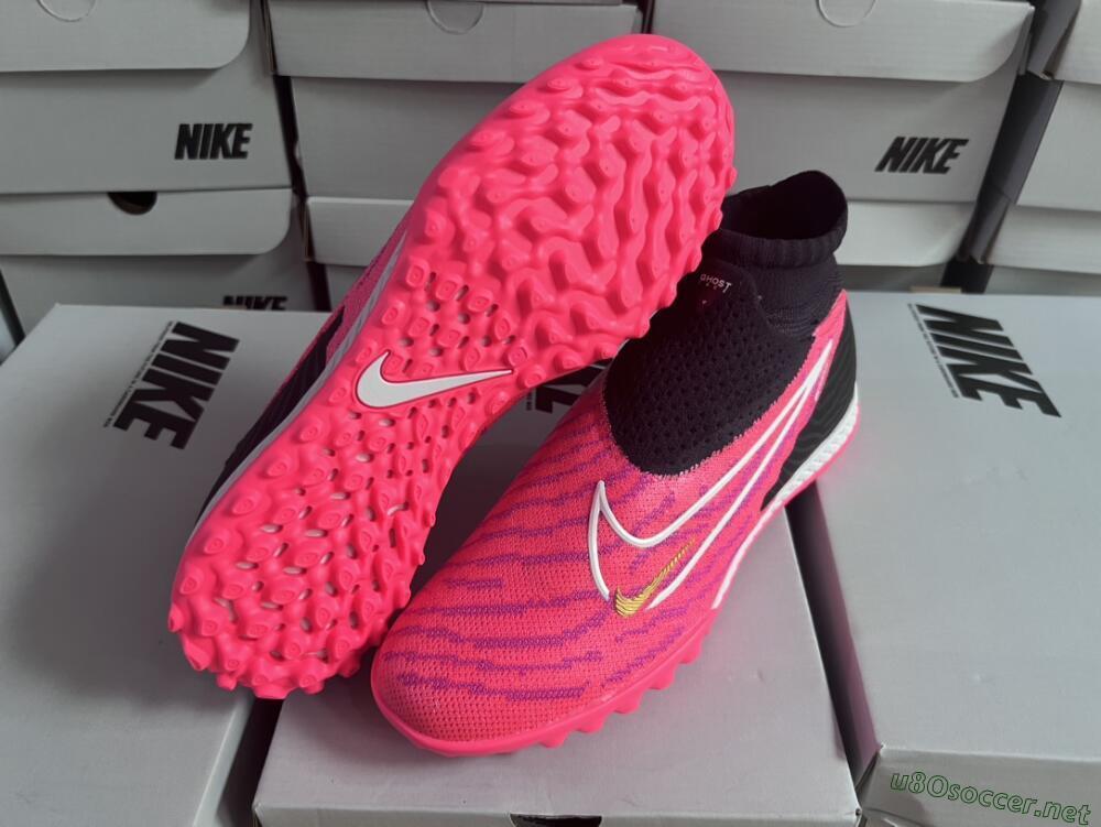 Men's Nike Phantom GX Elite DF Link TF Football Shoes - Pink/Gold/White/Black