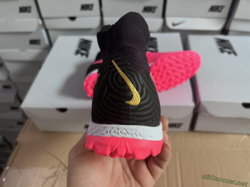Men's Nike Phantom GX Elite DF Link TF Football Shoes - Pink/Gold/White/Black