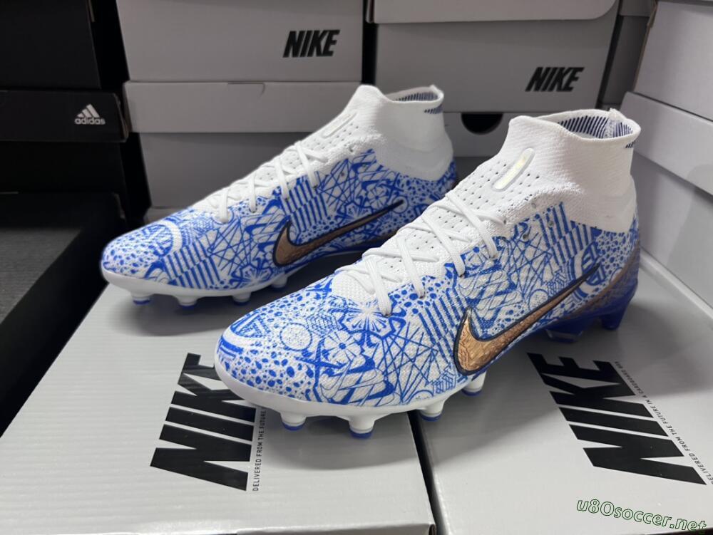 Men's Nike Air Zoom Mercurial Superfly 9 Elite AG Football Boots - Blue/White