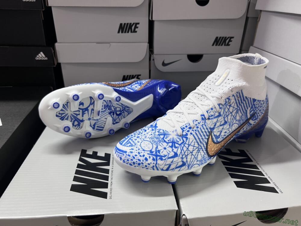 Men's Nike Air Zoom Mercurial Superfly 9 Elite AG Football Boots - Blue/White