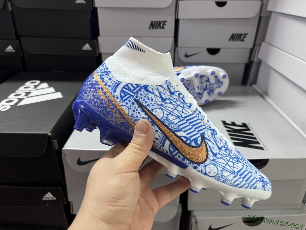 Men's Nike Air Zoom Mercurial Superfly 9 Elite AG Football Boots - Blue/White