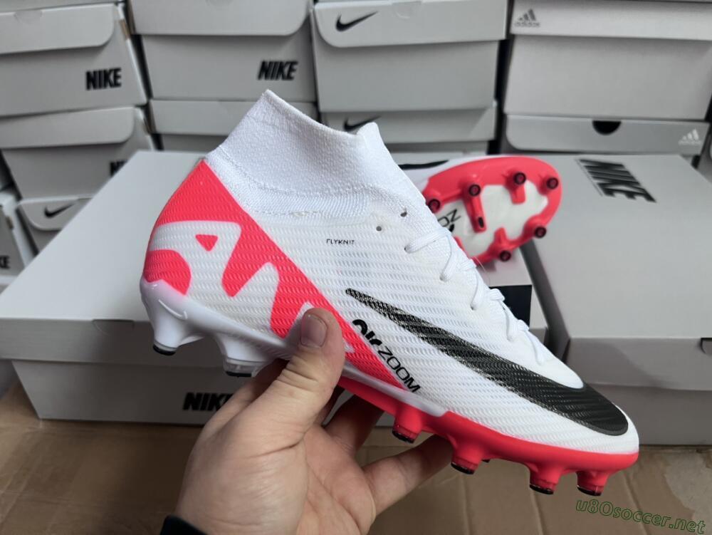 Men's Nike Air Zoom Mercurial Superfly 9 Elite AG Football Boots - White/Red/Black