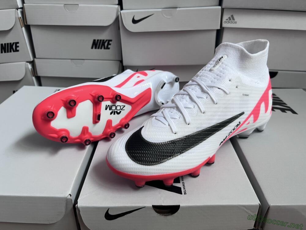 Men's Nike Air Zoom Mercurial Superfly 9 Elite AG Football Boots - White/Red/Black