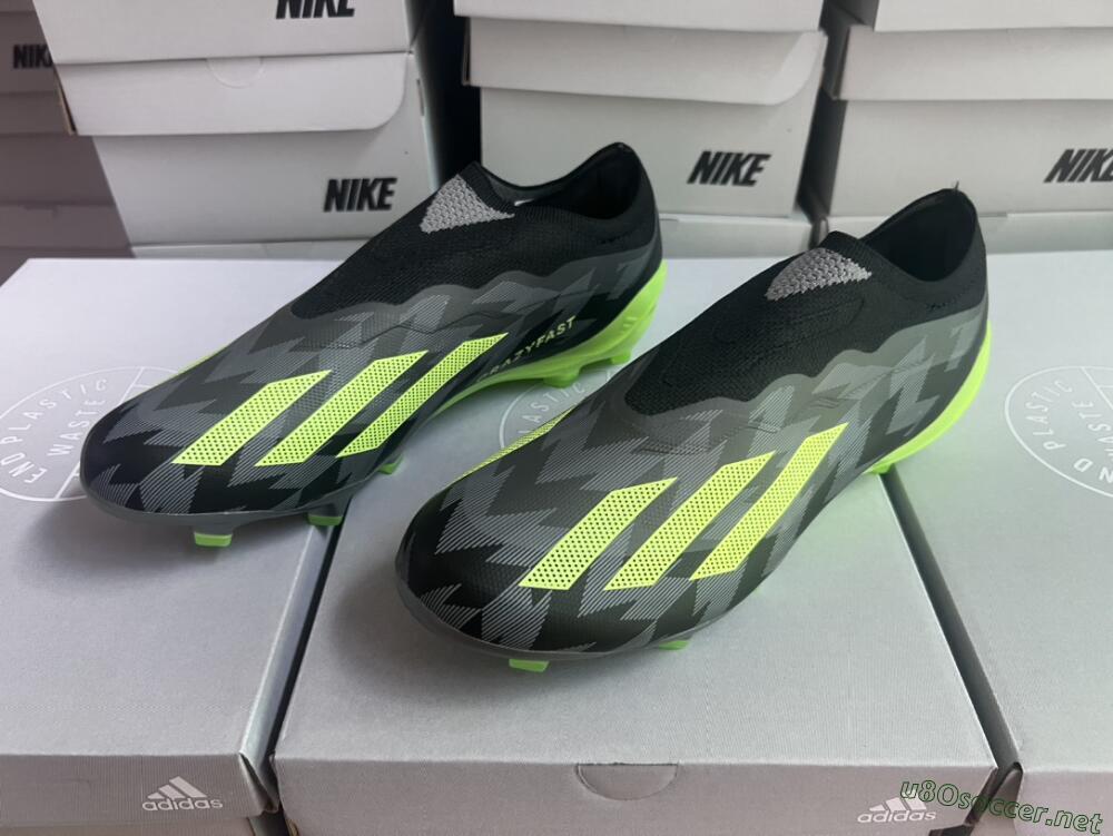 Men's Adidas X Crazyfast+ FG Football Boots - Grey/Black/Green