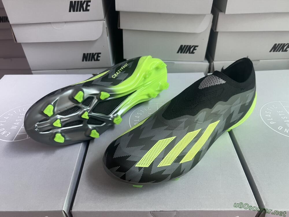 Men's Adidas X Crazyfast+ FG Football Boots - Grey/Black/Green