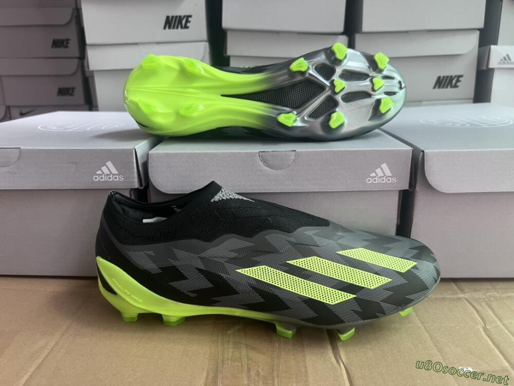 Men's Adidas X Crazyfast+ FG Football Boots - Grey/Black/Green