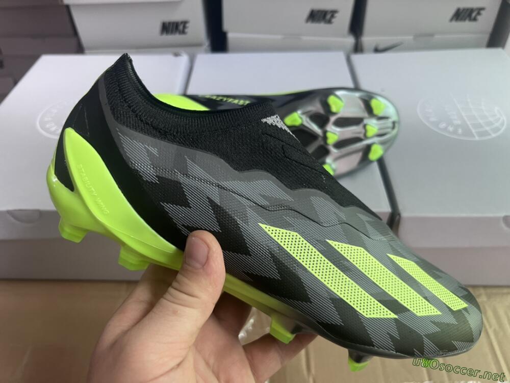 Men's Adidas X Crazyfast+ FG Football Boots - Grey/Black/Green