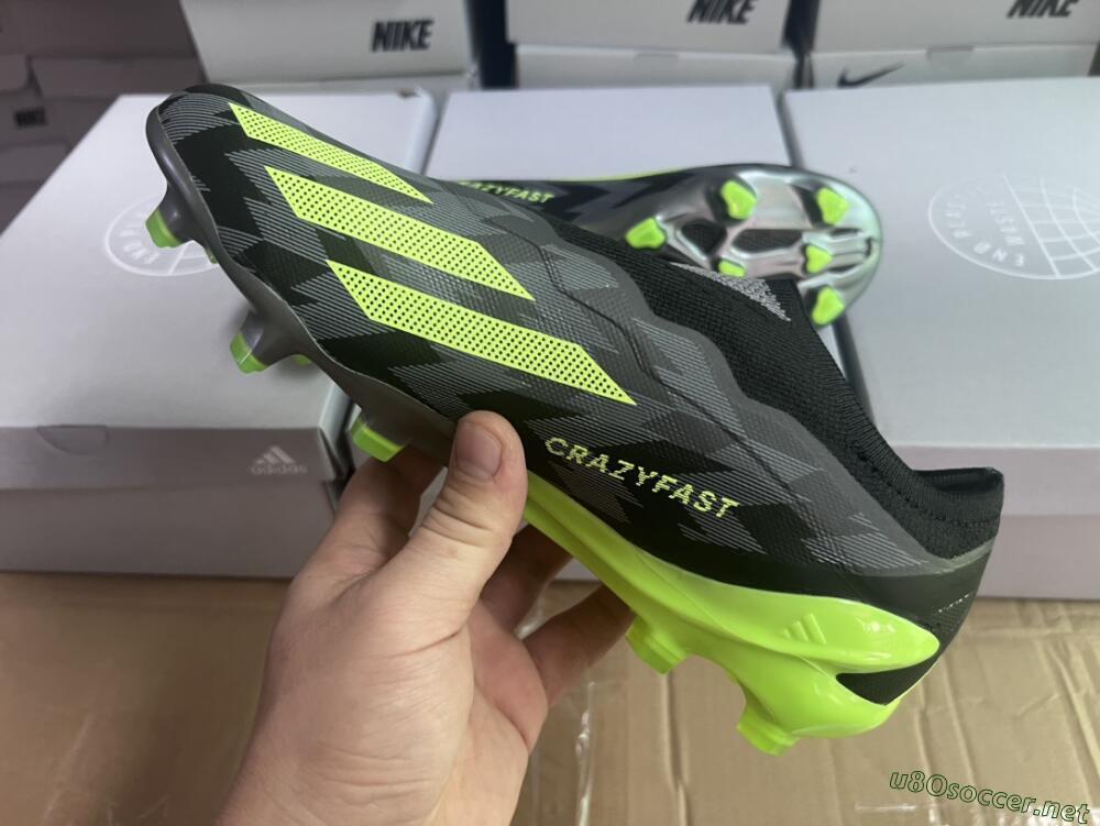 Men's Adidas X Crazyfast+ FG Football Boots - Grey/Black/Green