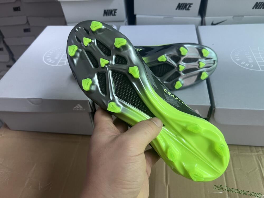 Men's Adidas X Crazyfast+ FG Football Boots - Grey/Black/Green