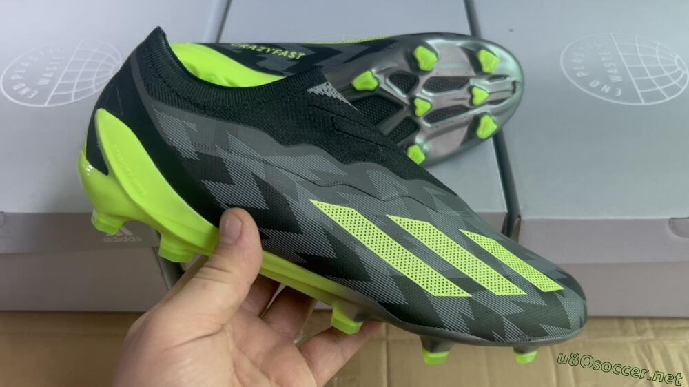 Men's Adidas X Crazyfast+ FG Football Boots - Grey/Black/Green