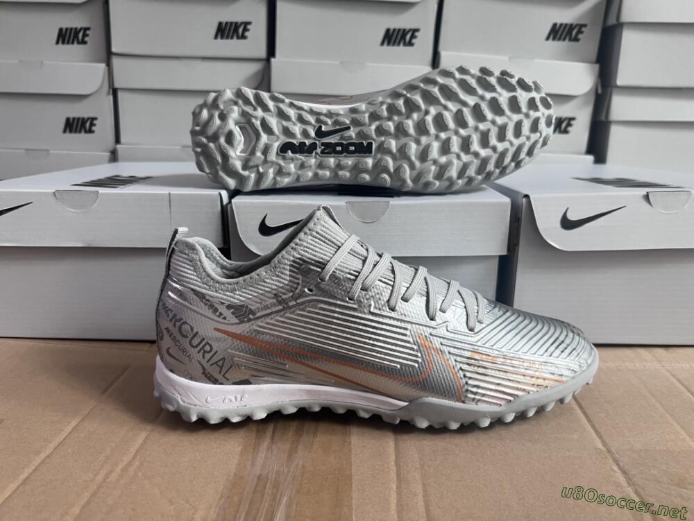 Unisex Nike Air Zoom Mercurial Vapor 15 Pro TF Football Shoes - Silver/Gold/Black