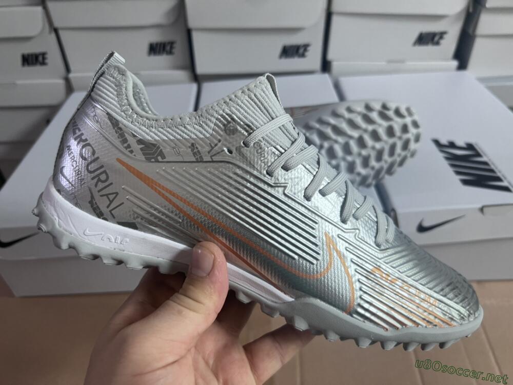 Unisex Nike Air Zoom Mercurial Vapor 15 Pro TF Football Shoes - Silver/Gold/Black